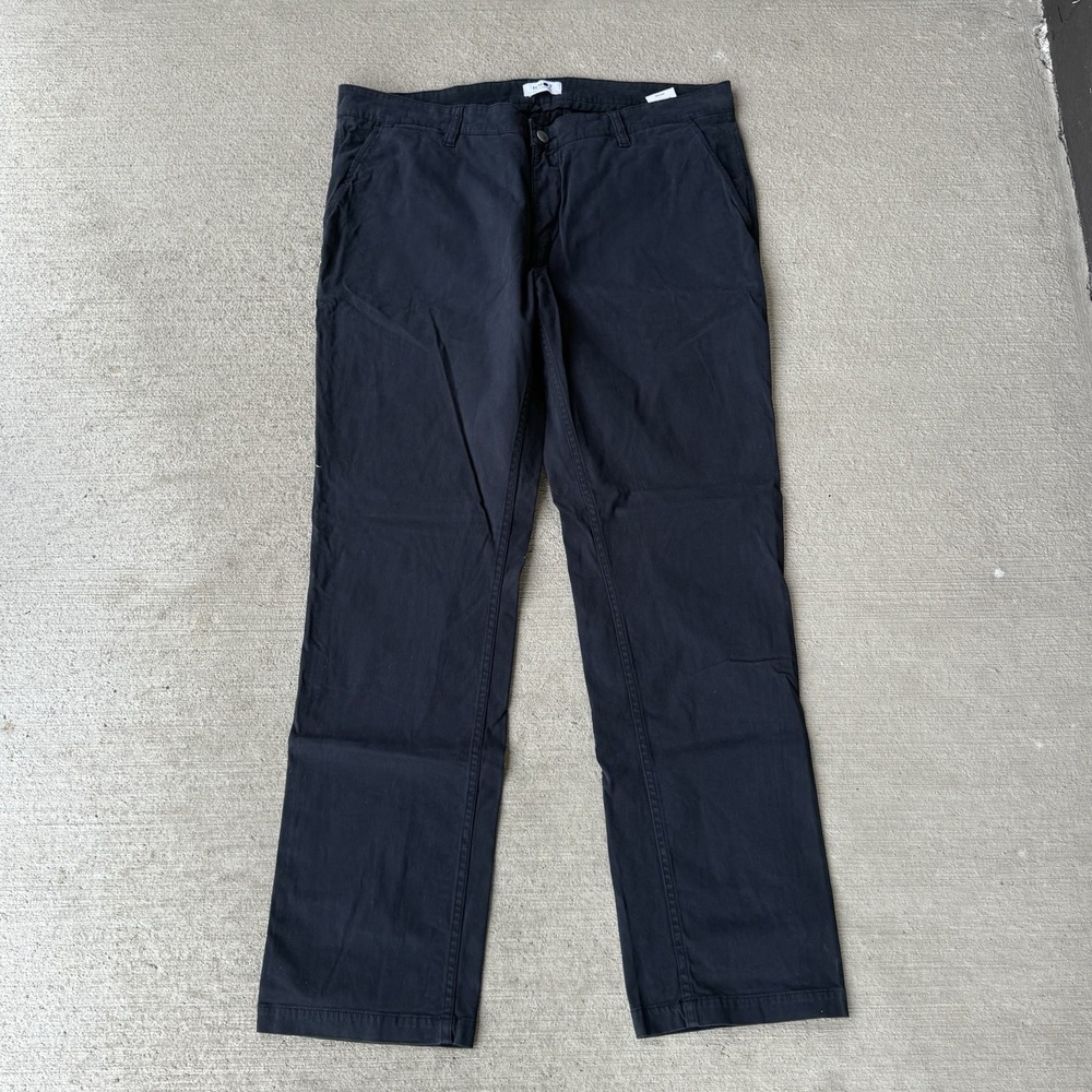 NN07 No Nationality Pants Mens 38 Black Chinos FLat Front Slim Tapered Fly Marco